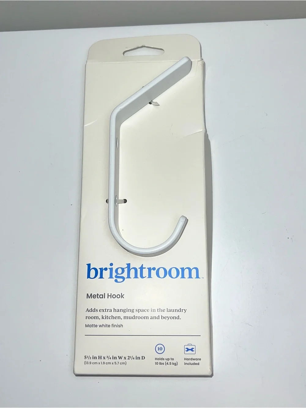 Matte White Metal Hook for Wall or Door